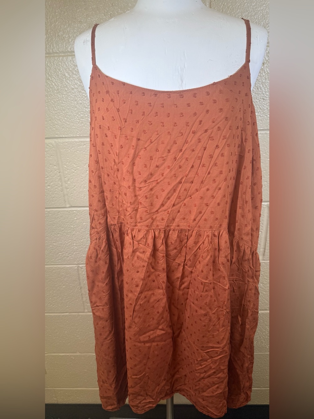 LOFT Rust Tiered Midi Skirt with embroidered polka dots